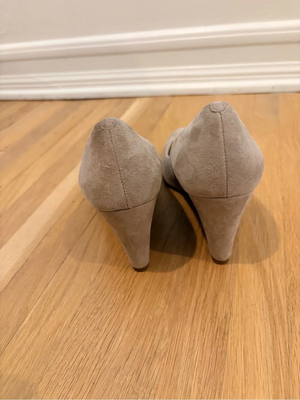 JCrew Women's Suede Wedge Pump in Light Taupe